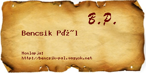 Bencsik Pál névjegykártya